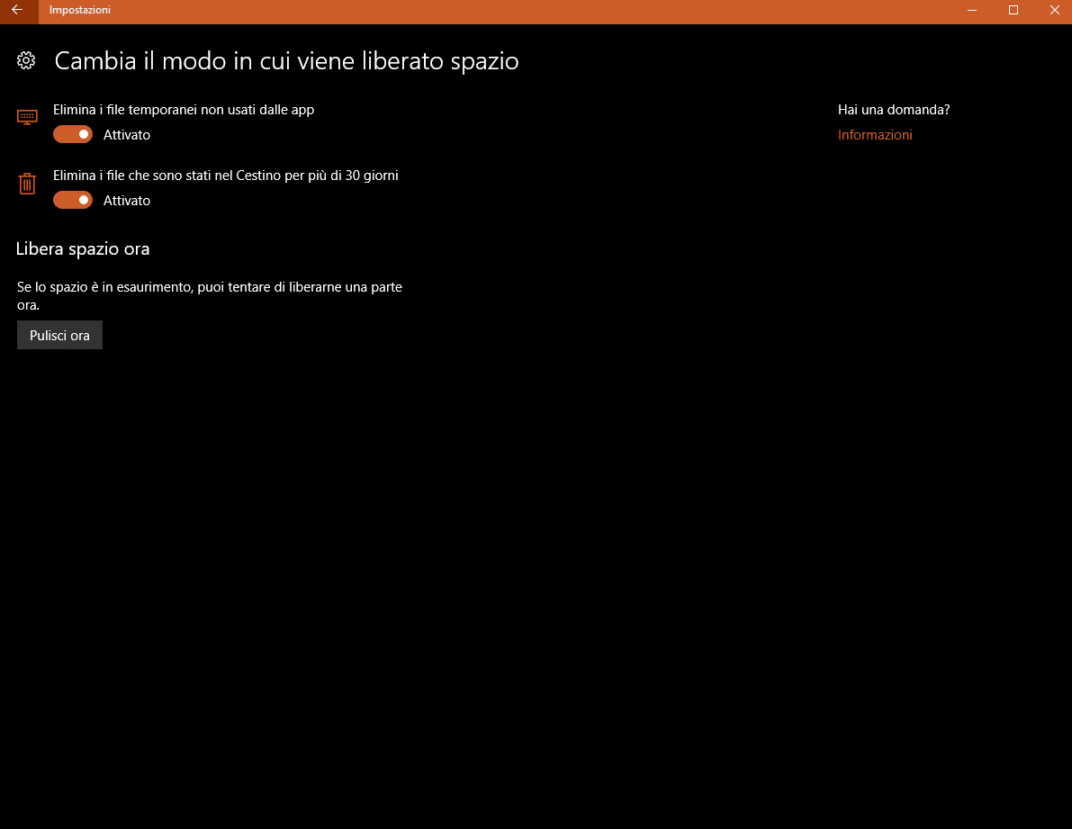Ecco come far liberare spazio a Windows in automatico 14 Ecco come far liberare spazio a Windows in automatico