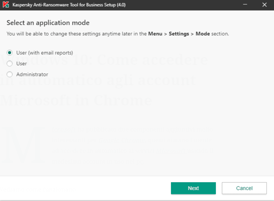 Kaspersky anti-ransomware arriva alla versione 4.0 15 application mode