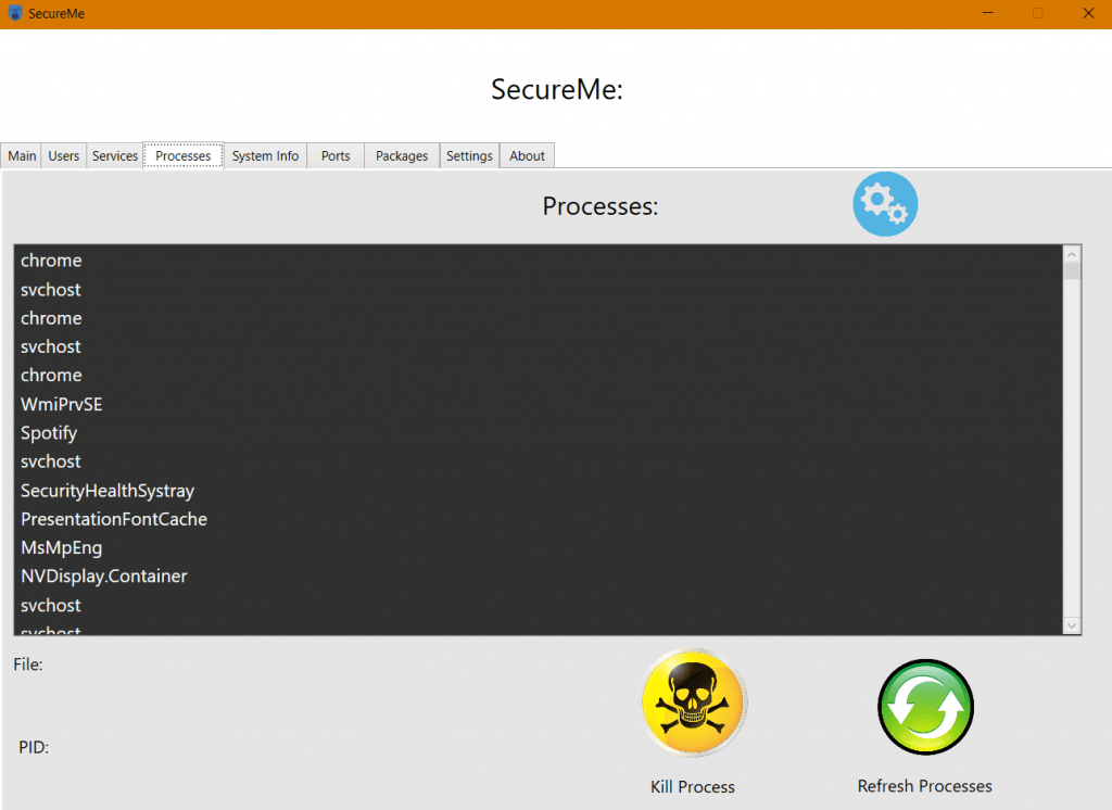 Mettiamo in sicurezza Windows con SecureMe 13 lista dei processi attivi in memoria