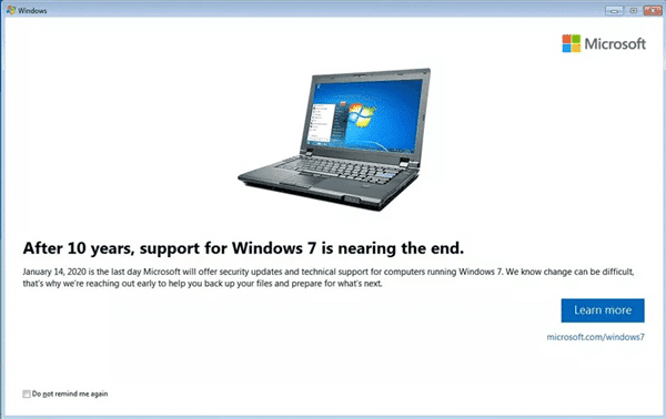 Windows 7: Microsoft inizia a notificare agli utenti la fine del supporto 13 Fine del supporto di Windows 7