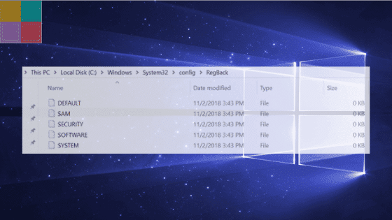 come salvare il registro di sistema