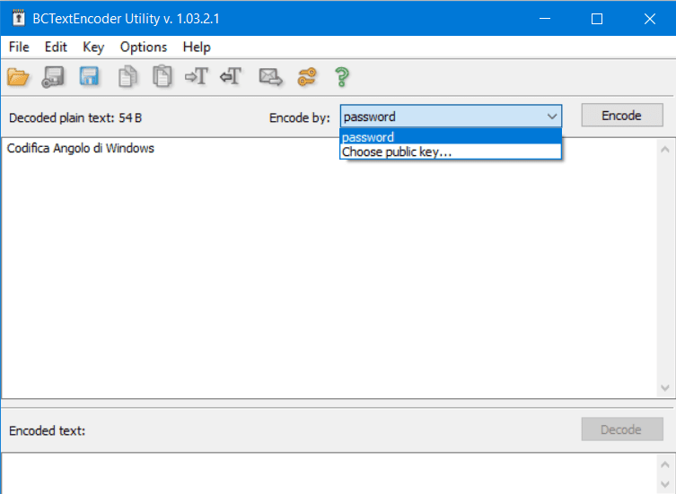 Come inviare un messaggio criptato via email 12 Click su encode e scegliere una password