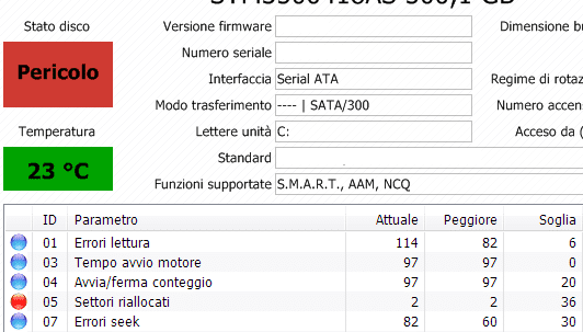 6 Step per controllare la salute dei nostri hard disk 16 Settori riallocati e stato del disco in Pericolo