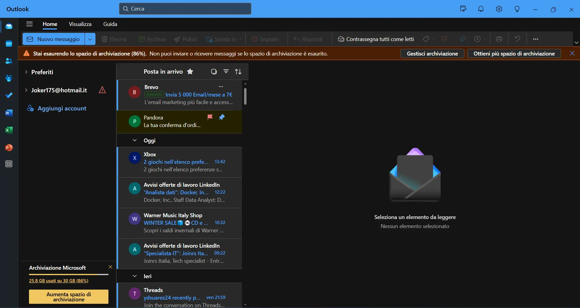 outlook non memorizza la password