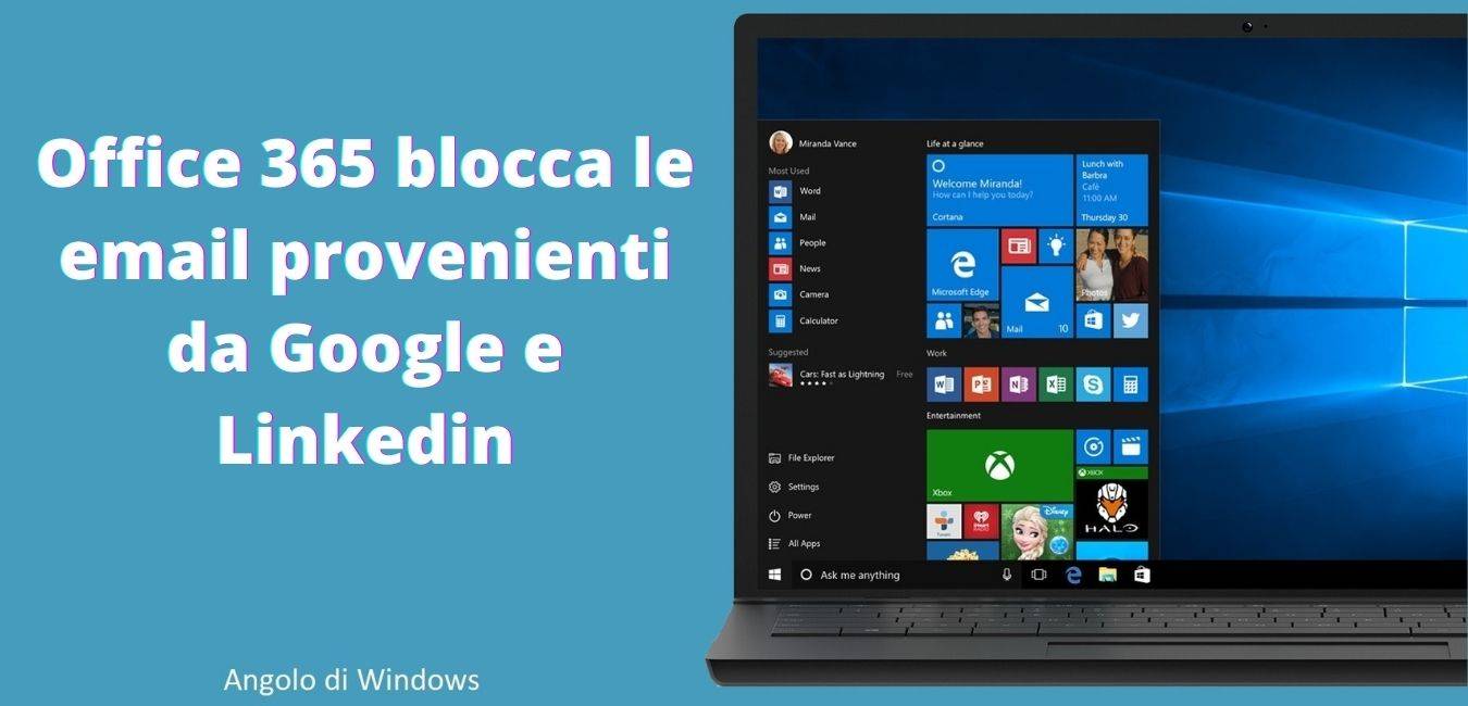 Office 365 blocca le email provenienti da Google e Linkedin