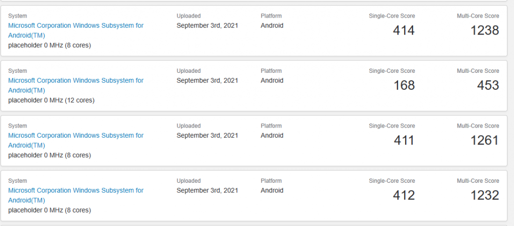 Windows 11 Supporto alle app di Android presto in arrivo 11 geekbench01