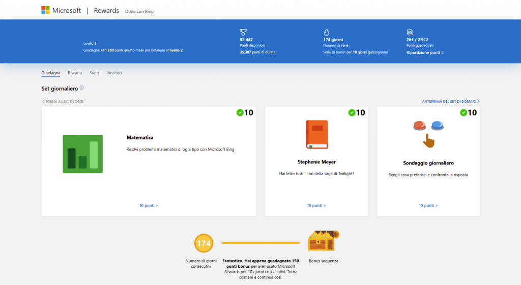 Microsoft Rewards vincere premi facendo ricerche su internet nel 2022