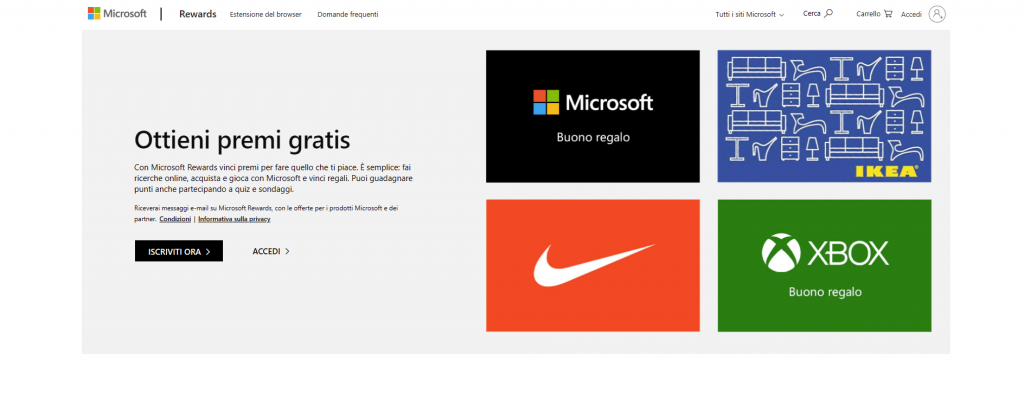Microsoft Rewards vincere premi facendo ricerche su internet nel 2022