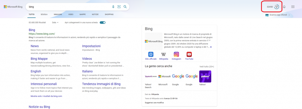 Microsoft Rewards: vincere premi facendo ricerche su internet