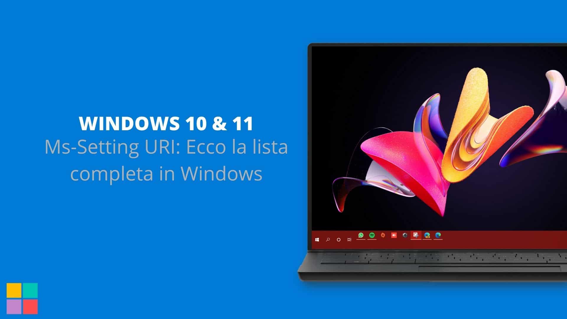 Ms-Setting URI Ecco la lista completa in Windows