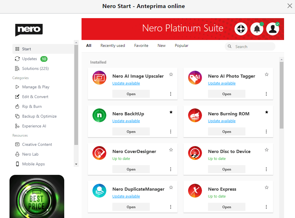 Nuova versione Web di Nero Platinum Suite 13 Nuova versione Web di Nero Platinum Suite