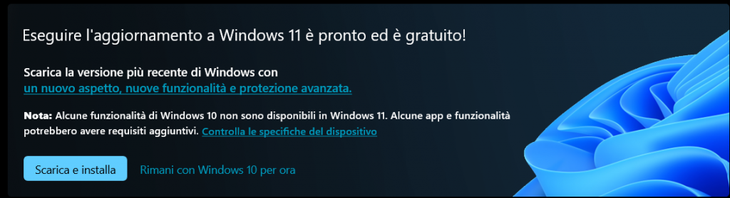 Come aggiornare gratis da Windows 10 a Windows 11