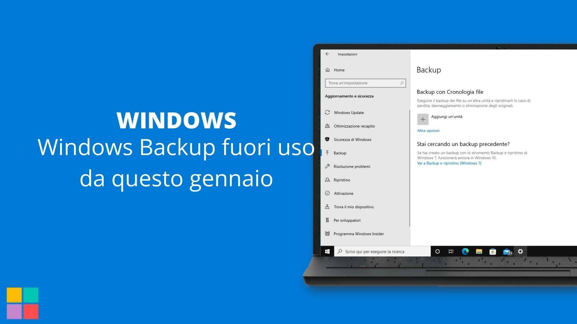 Windows Backup fuori uso da questo gennaio