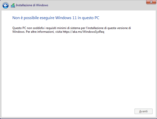 Come installare Windows 11 bypassando chip TPM in Vmware, Hyper-V e VirtualBox 15 nonepossibilie eseguire windows11