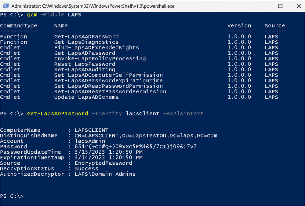 E' arrivato il LAPS Local Administrator Password Solutions, che cos'è? 13 powershell LAPS