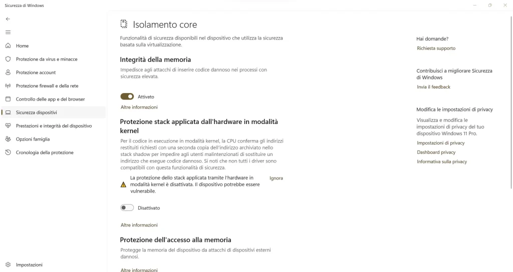 Protezione LSA rimossa ora c'è la Protezione Stack applicata dall'hardware in modalità kernel 14 Protezione LSA rimossa ora c'è la Protezione Stack applicata dall'hardware in modalità kernel