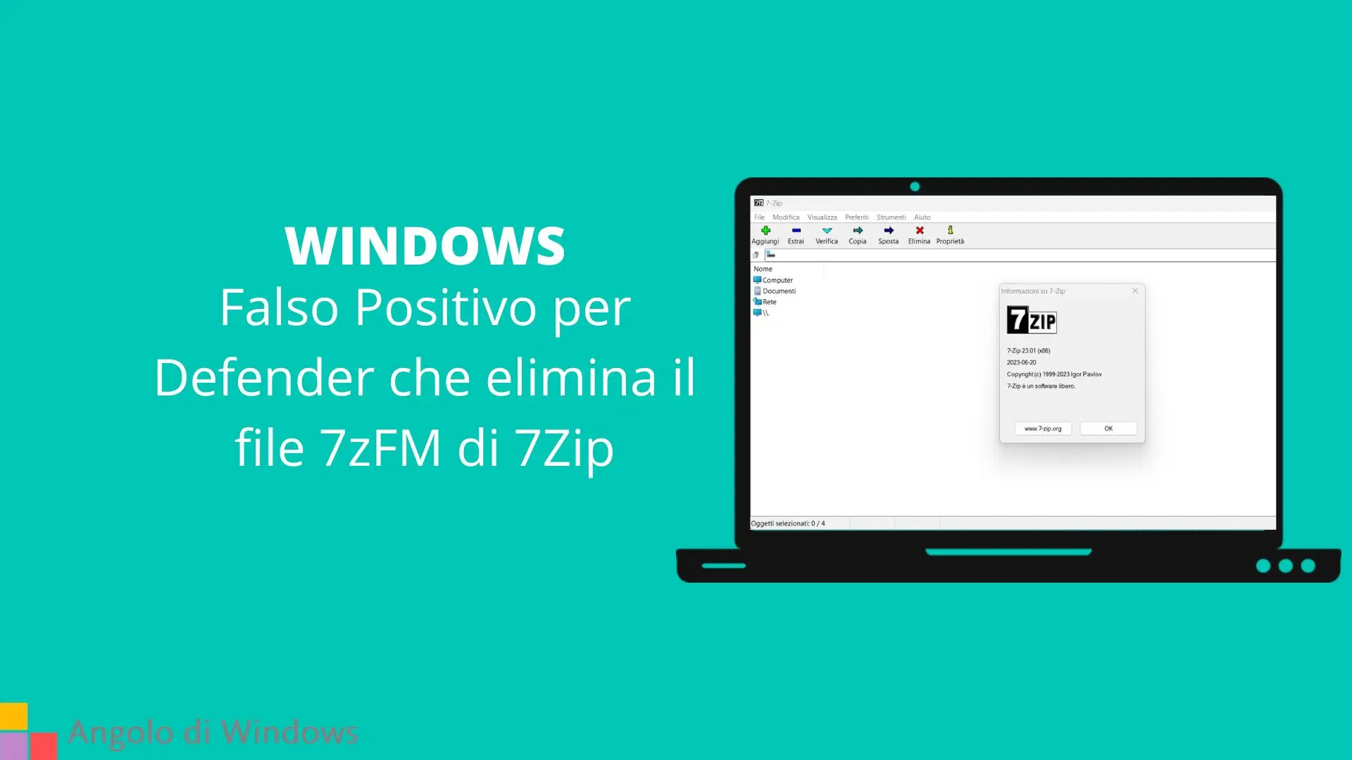 Falso Positivo per Defender che elimina il file 7zFM di 7Zip