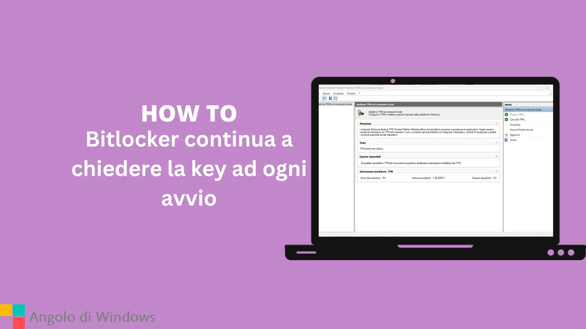 Bitlocker continua a chiedere la key ad ogni avvio