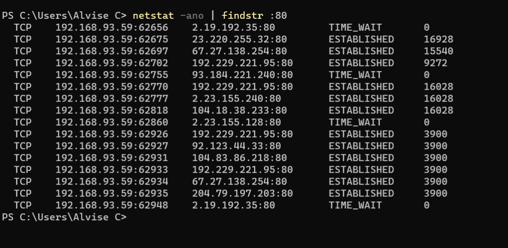 Come scoprire quali programmi usano la porta 80 in Windows?