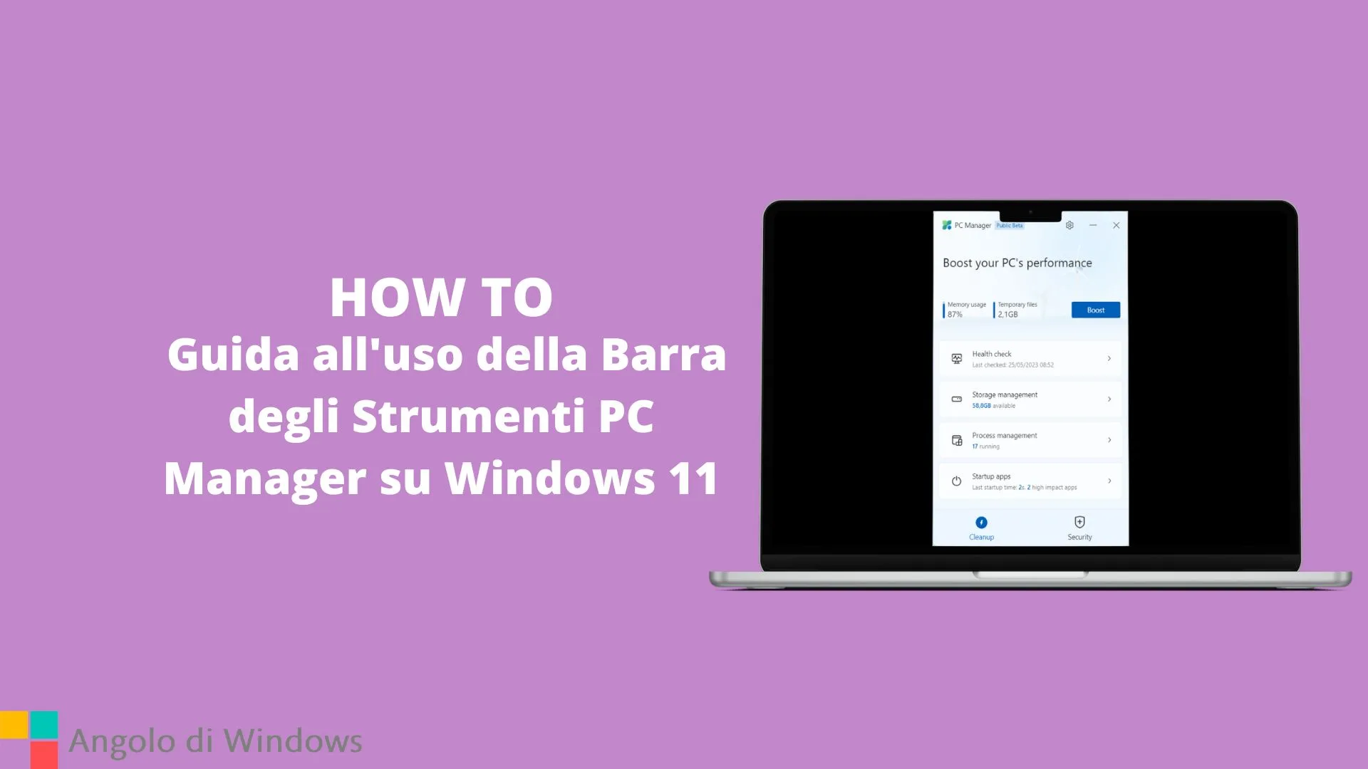 Guida all'uso della Barra degli Strumenti PC Manager su Windows 11