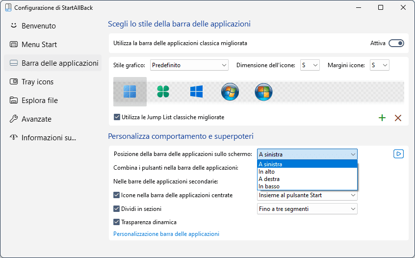 Come impostare la barra start in verticale su Windows 11 con StartAllBack 14 Screenshot 2023 12 21 172203