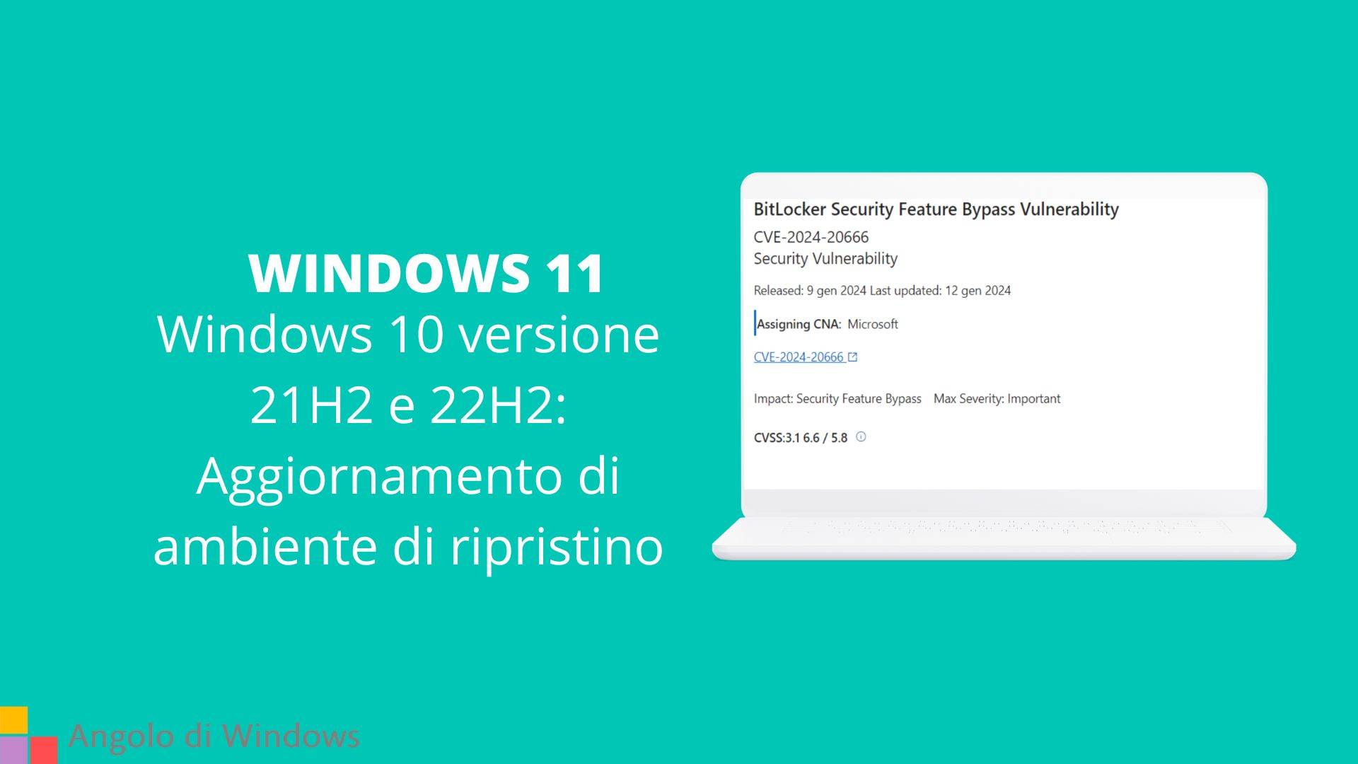 Windows 10 versione 21H2 e 22H2: Aggiornamento di ambiente di ripristino