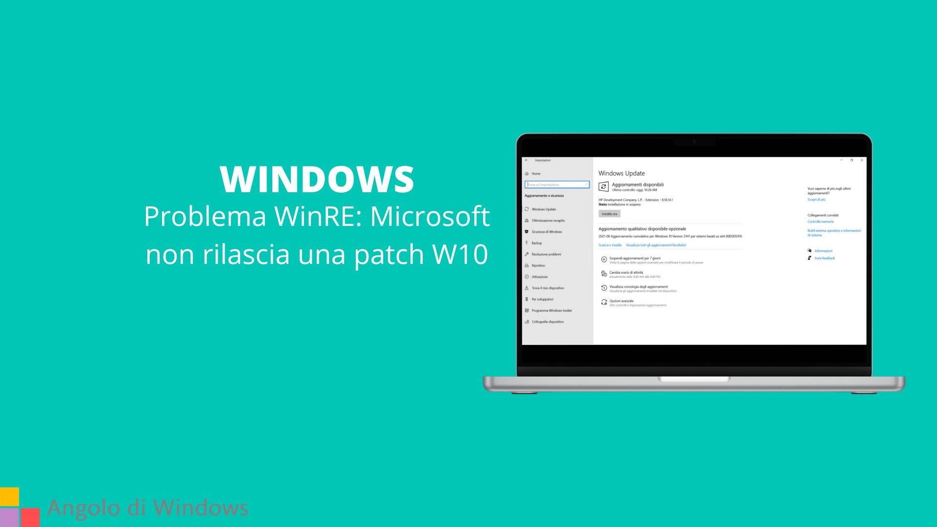 Problema WinRE: Microsoft non rilascia una patch W10