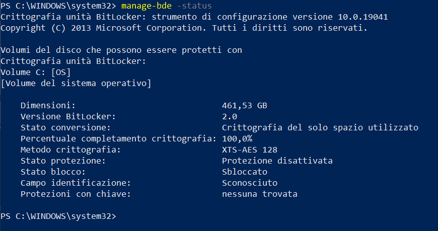 Come controllare lo stato di avanzamento BitLocker in Windows 14 Come controllare lo stato di avanzamento BitLocker in Windows - comando manage-bde -status