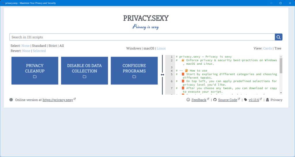 Privacy sexy: L'arma segreta per difendere la tua privacy su Windows, Linux e macOS 15 Privacy.sexy