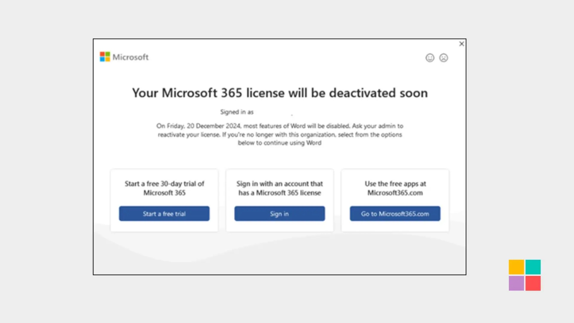 fix microsoft 365 app office disattivate