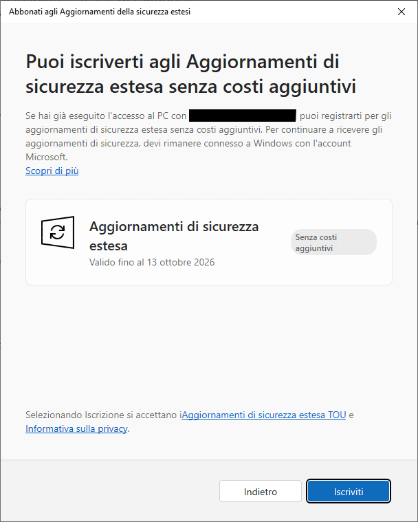 programma ESU (Extended Security Updates) per Windows 10 Gratis