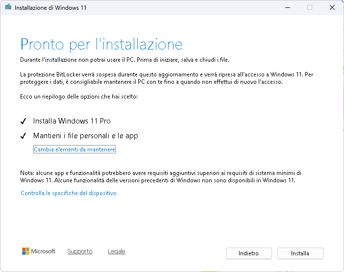Aggiornare a Windows 11 25H2